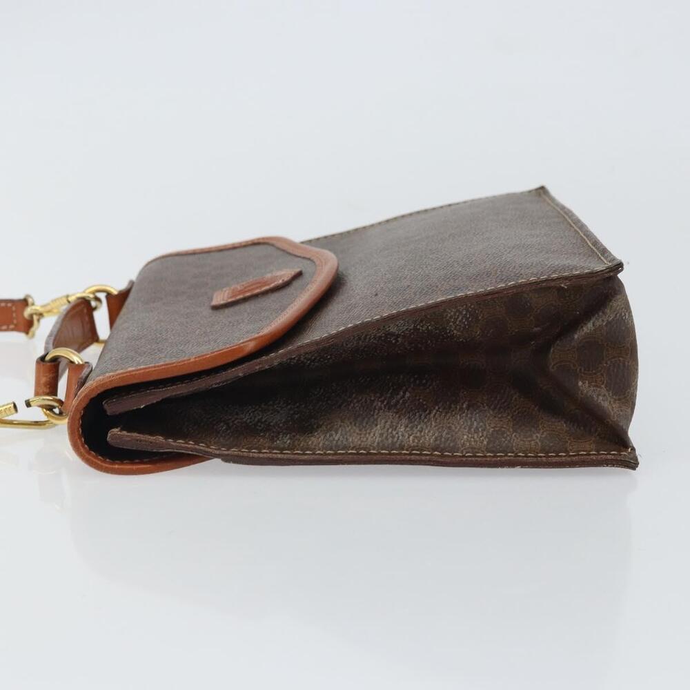 CELINE Macadam Canvas Hand Bag PVC Leather 2way Brown Gold Auth BA9343 - Picture 4 of 16